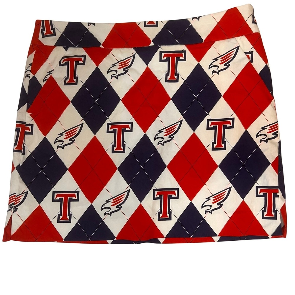 Loudmouth Ladies Argyle Eagle White Red Blue USA T Logo Stretch